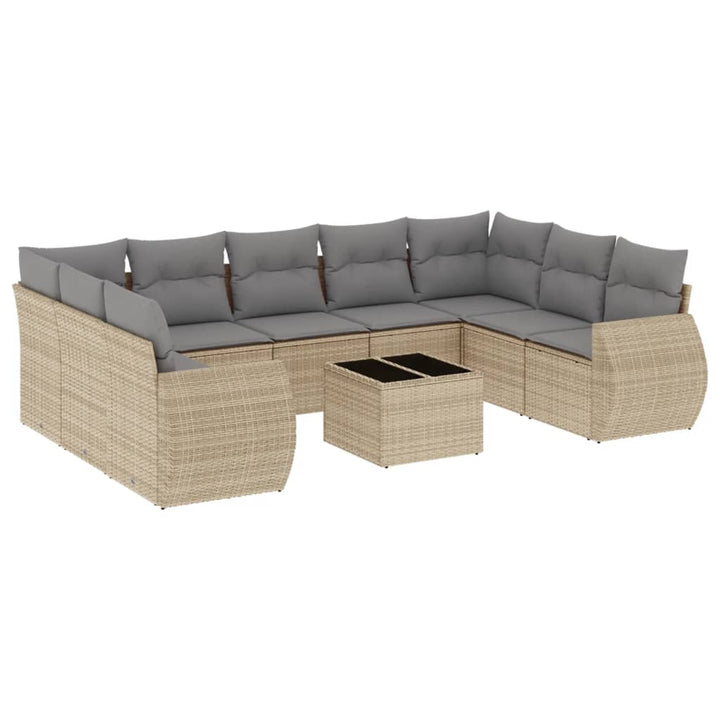 Soffgrupp För Trädgård Med Dynor 10 Delar Beige Konstrotting