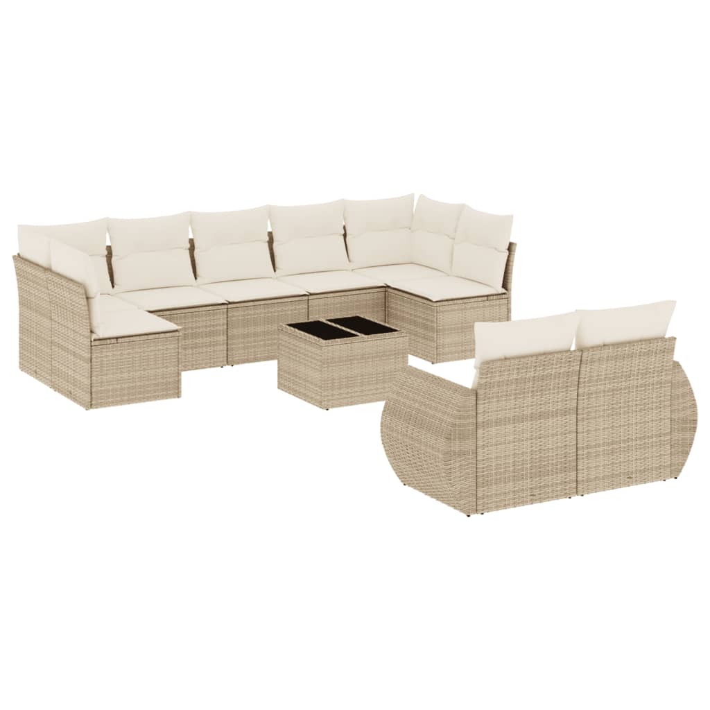 Soffgrupp För Trädgård Med Dynor 10 Delar Beige Konstrotting