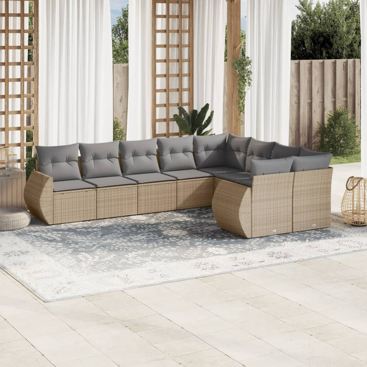 Soffgrupp För Trädgård Med Dynor 10 Delar Beige Konstrotting