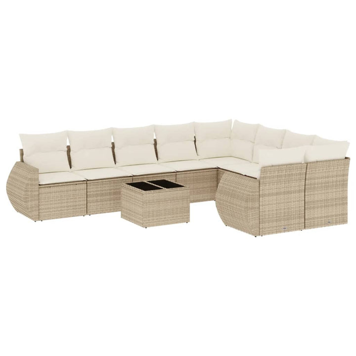 Soffgrupp För Trädgård Med Dynor 10 Delar Beige Konstrotting