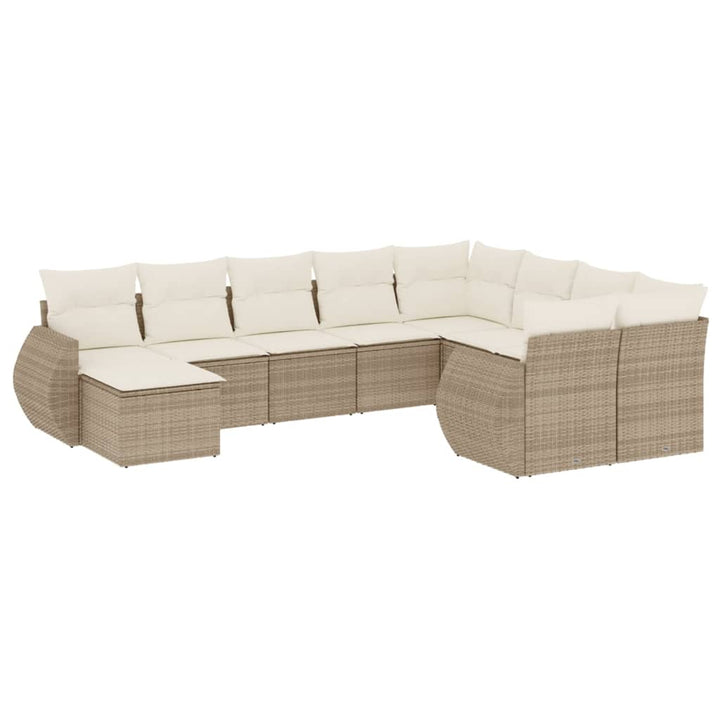 Soffgrupp För Trädgård Med Dynor 10 Delar Beige Konstrotting