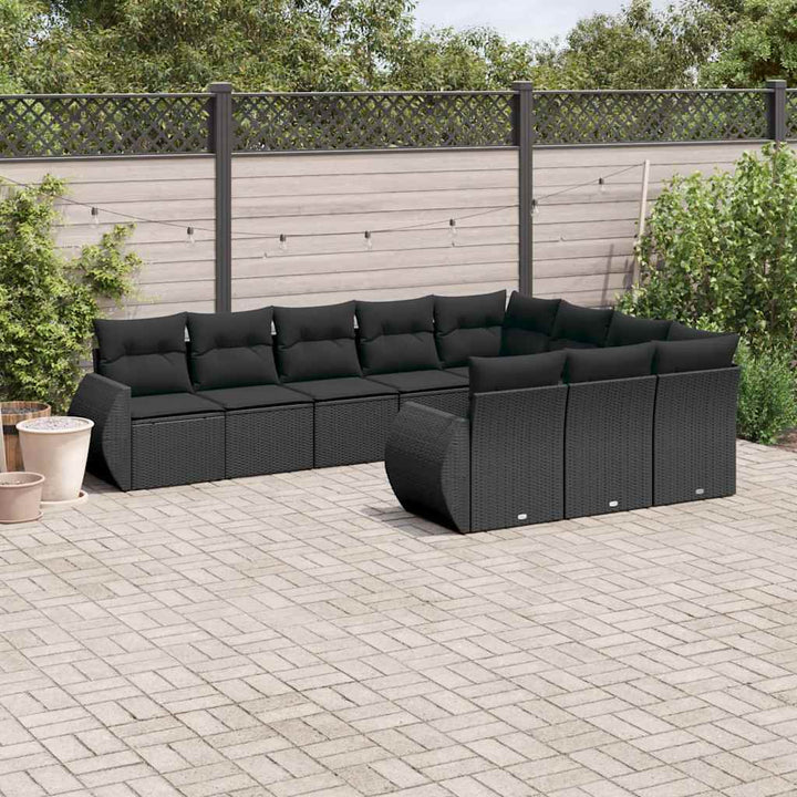 Loungegrupp 10 Delar Med Svarta Dynor Konstrotting