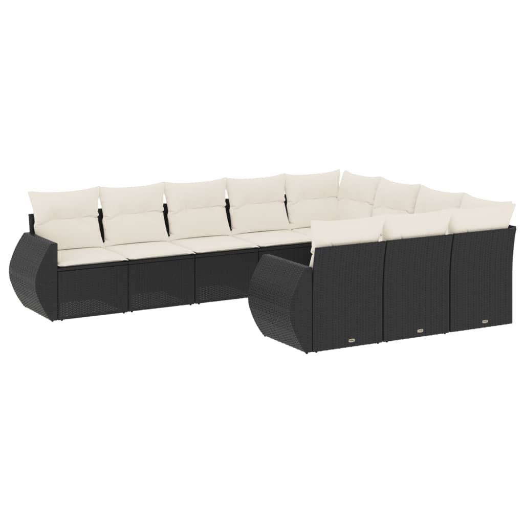 Loungegrupp 10 Delar Med Svarta Dynor Konstrotting