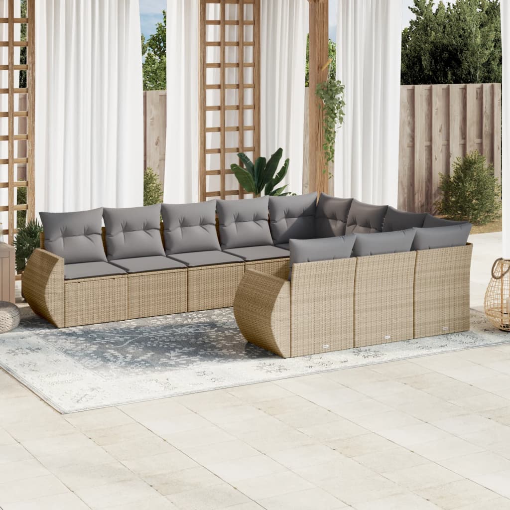Loungegrupp 10 Delar Med Svarta Dynor Konstrotting