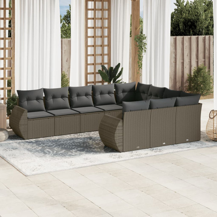 Loungegrupp 10 Delar Med Svarta Dynor Konstrotting