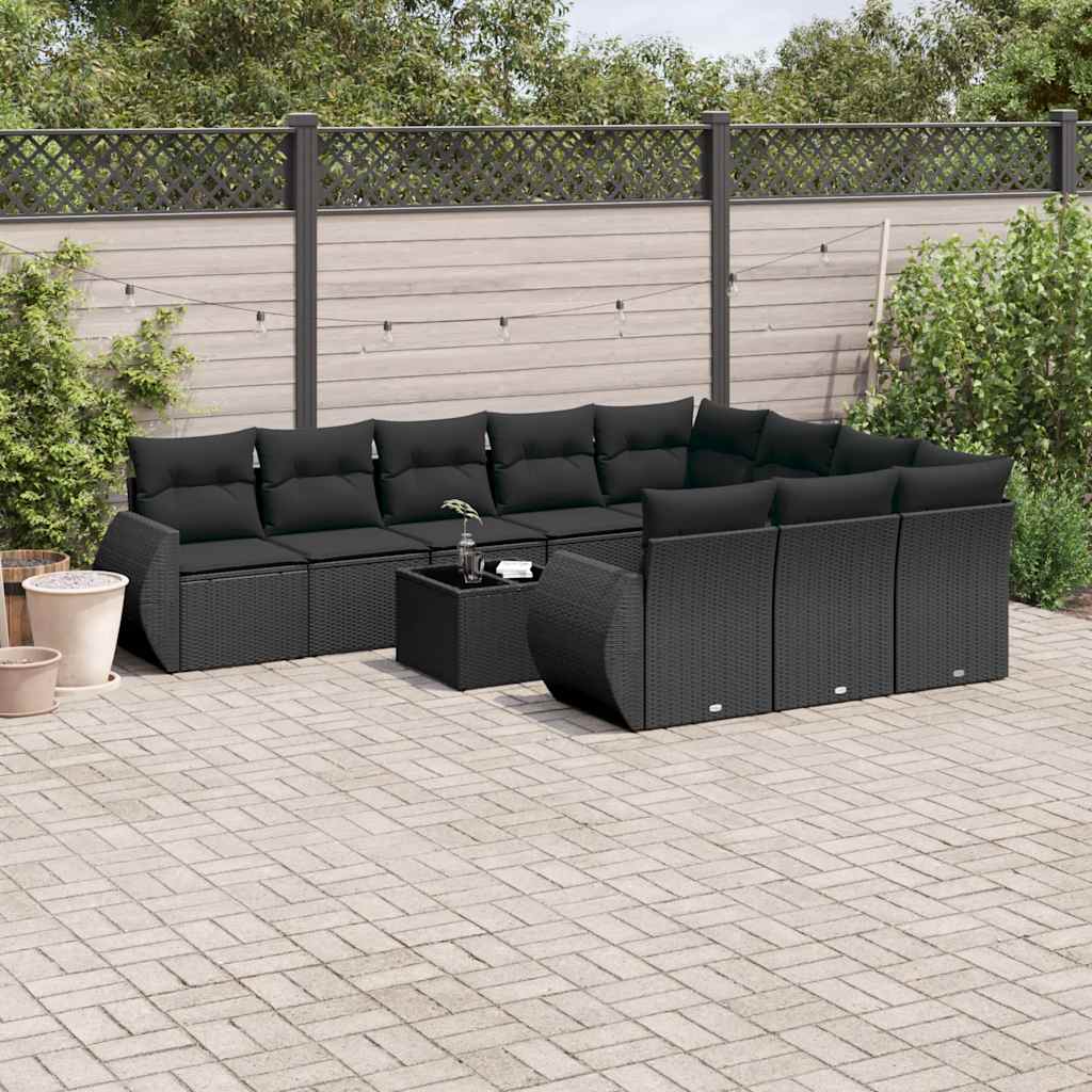 Loungegrupp 10 Delar Med Svarta Dynor Konstrotting