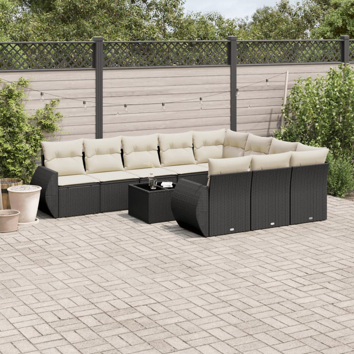 Loungegrupp 10 Delar Med Svarta Dynor Konstrotting