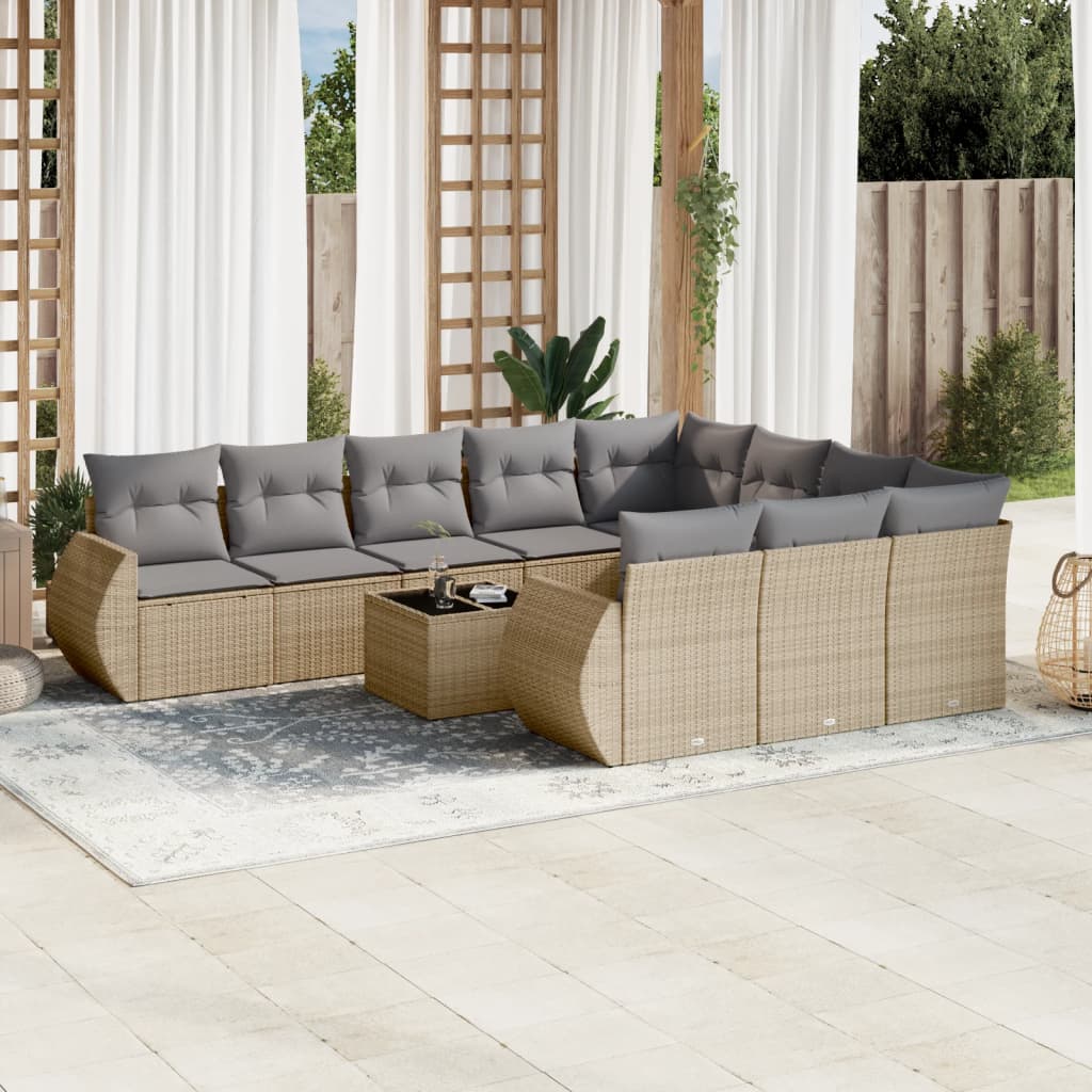 Loungegrupp 10 Delar Med Svarta Dynor Konstrotting