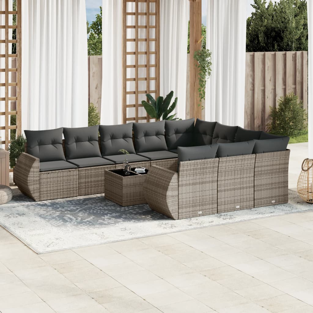 Loungegrupp 10 Delar Med Svarta Dynor Konstrotting