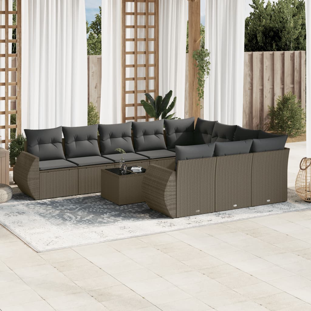 Loungegrupp 10 Delar Med Svarta Dynor Konstrotting