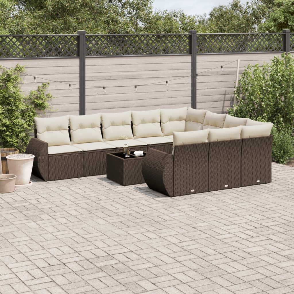 Loungegrupp 10 Delar Med Svarta Dynor Konstrotting