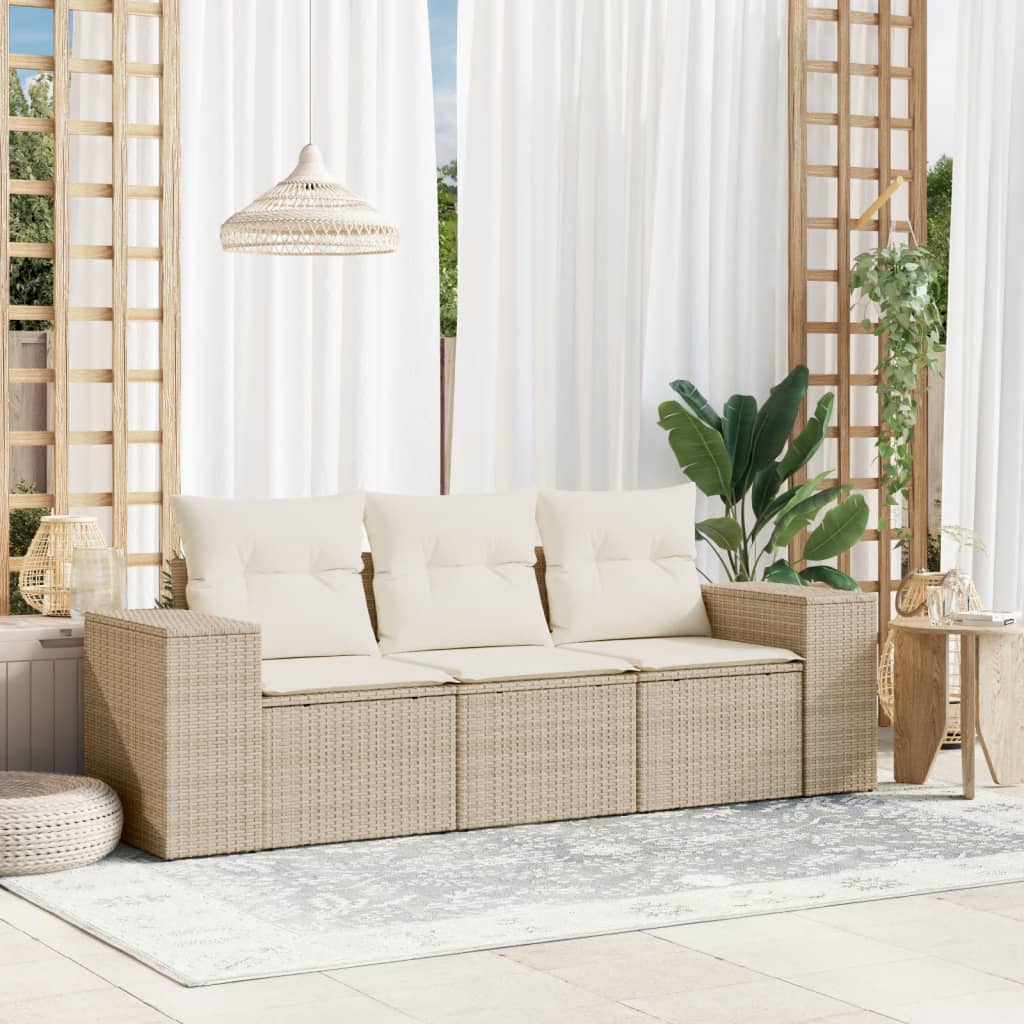 Soffgrupp För Trädgård Med Dynor 4 Delar Beige Konstrotting