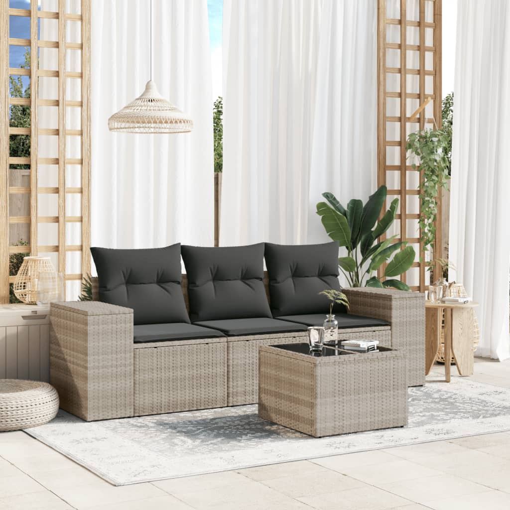 Soffgrupp För Trädgård Med Dynor 4 Delar Beige Konstrotting
