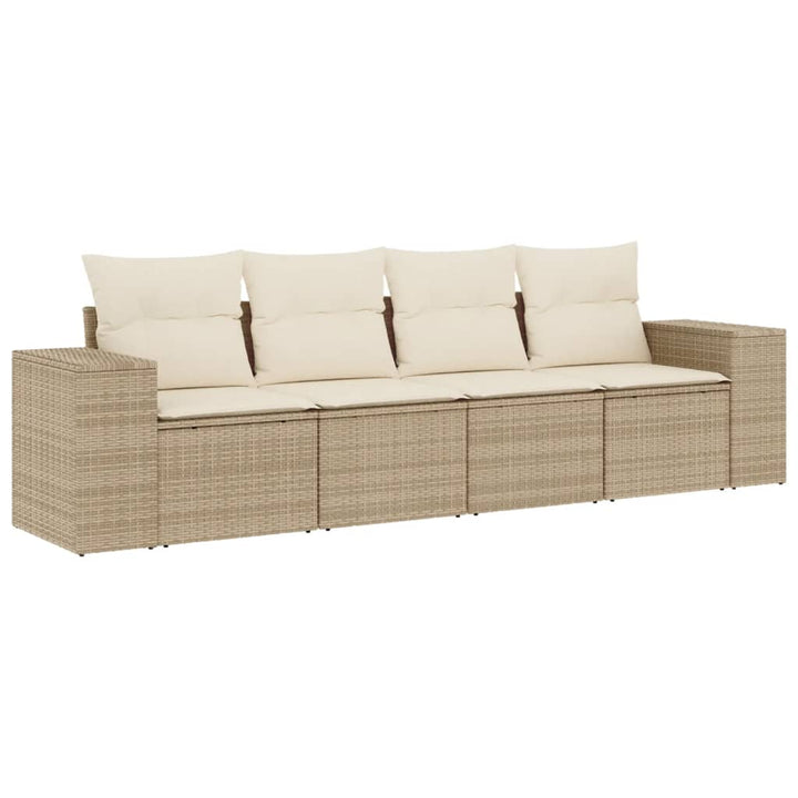 Soffgrupp För Trädgård Med Dynor 4 Delar Beige Konstrotting