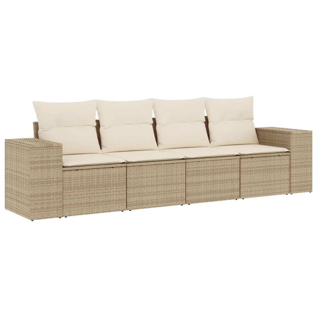 Soffgrupp För Trädgård Med Dynor 4 Delar Beige Konstrotting