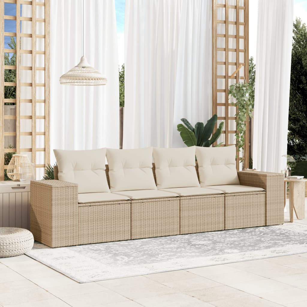 Soffgrupp För Trädgården Med Dynor 5 Delar Beige Konstrotting