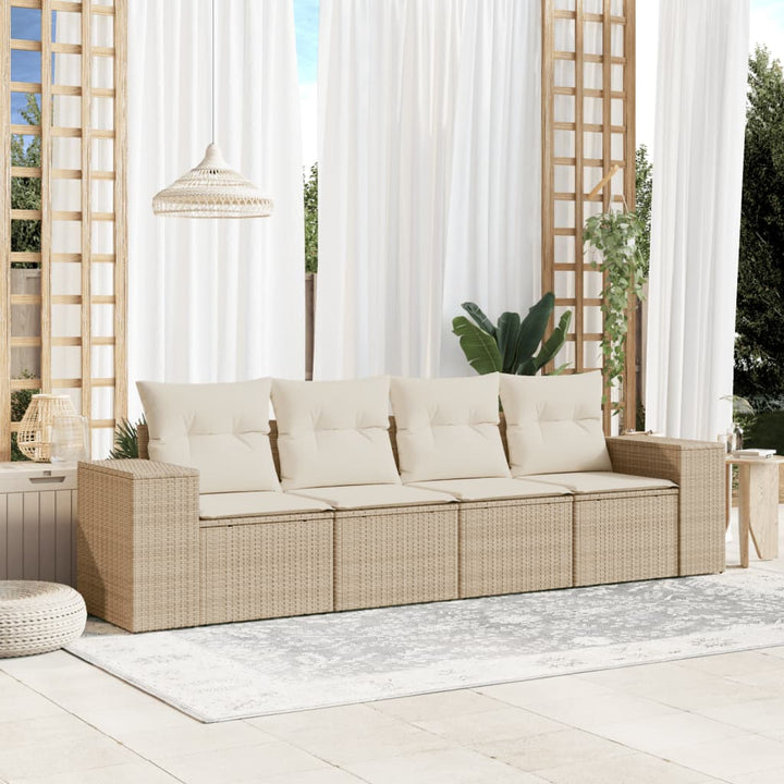 Soffgrupp För Trädgården Med Dynor 5 Delar Beige Konstrotting