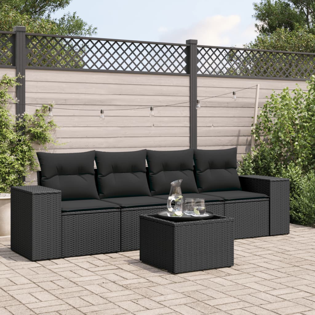 Soffgrupp För Trädgården Med Dynor 5 Delar Beige Konstrotting