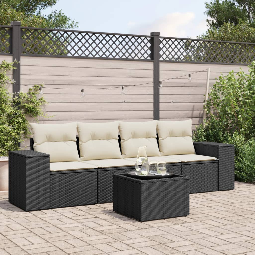Soffgrupp För Trädgården Med Dynor 5 Delar Beige Konstrotting