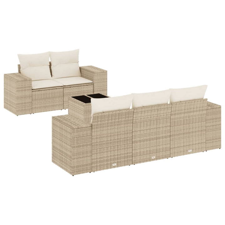 Soffgrupp För Trädgården Med Dynor 6 Delar Beige Konstrotting