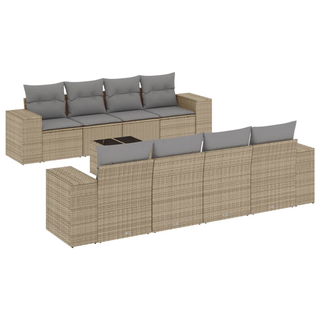 Soffgrupp För Trädgården Med Dynor 9 Delar Beige Konstrotting