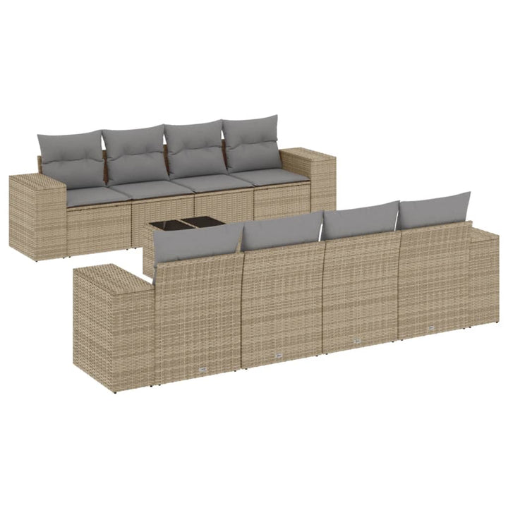 Soffgrupp För Trädgården Med Dynor 9 Delar Beige Konstrotting