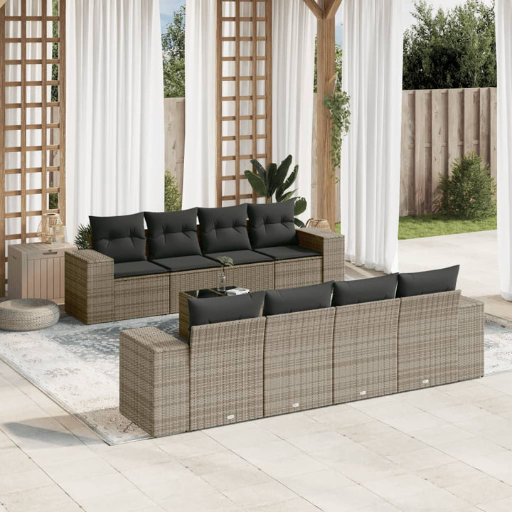 Soffgrupp För Trädgården Med Dynor 9 Delar Beige Konstrotting