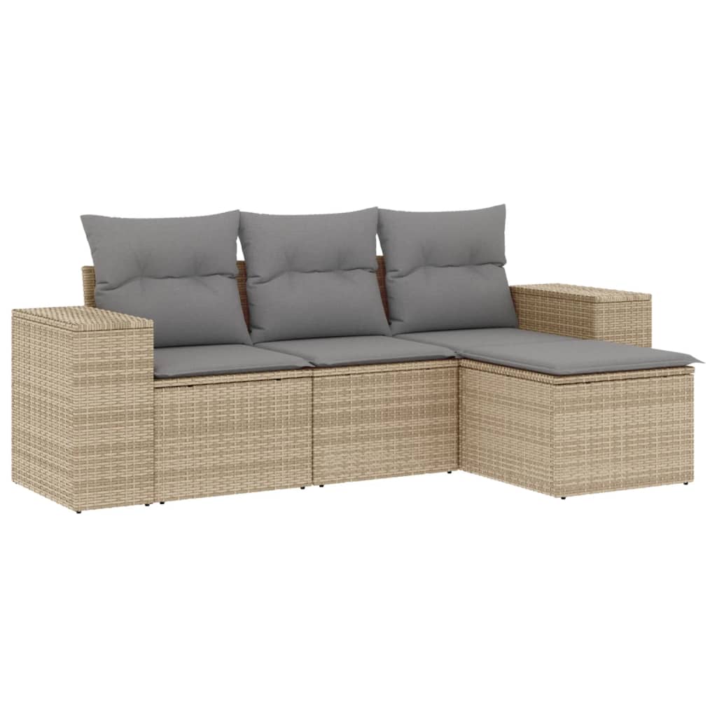 Soffgrupp För Trädgård Med Dynor 4 Delar Beige Konstrotting
