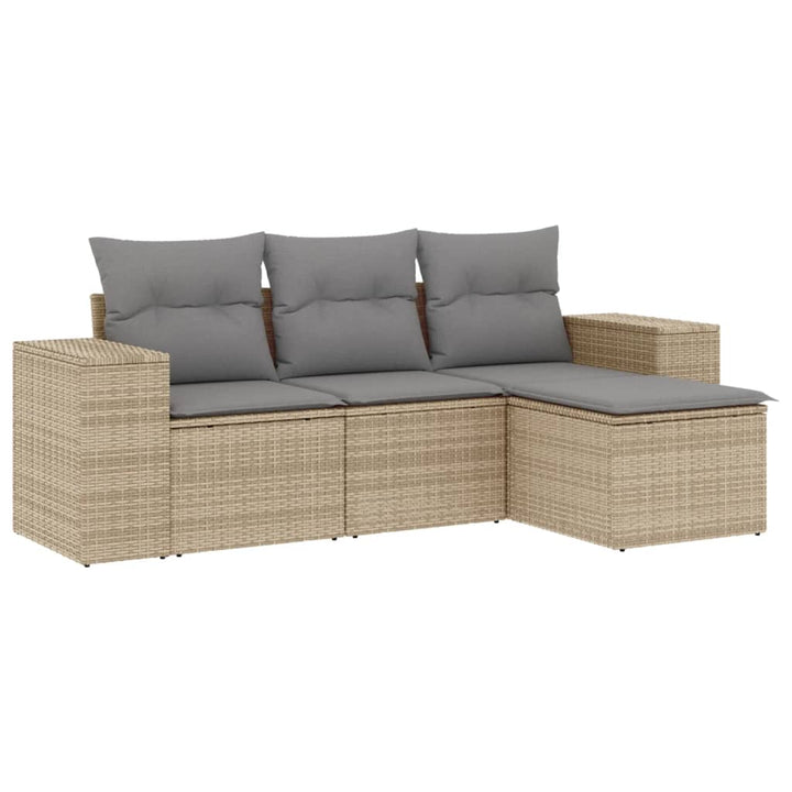 Soffgrupp För Trädgård Med Dynor 4 Delar Beige Konstrotting