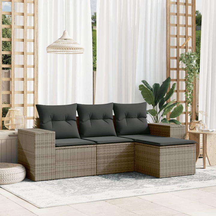 Soffgrupp För Trädgård Med Dynor 4 Delar Beige Konstrotting