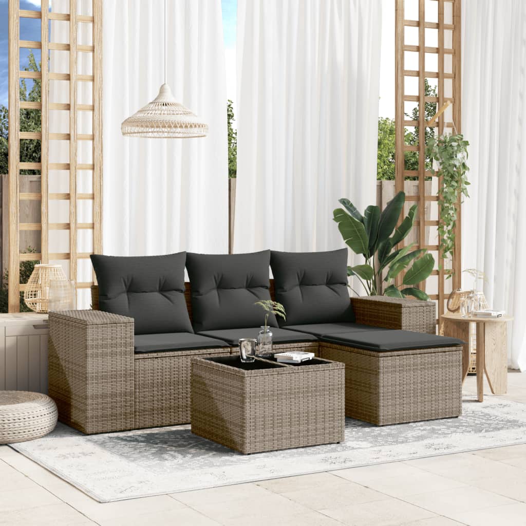 Soffgrupp För Trädgård Med Dynor 4 Delar Beige Konstrotting