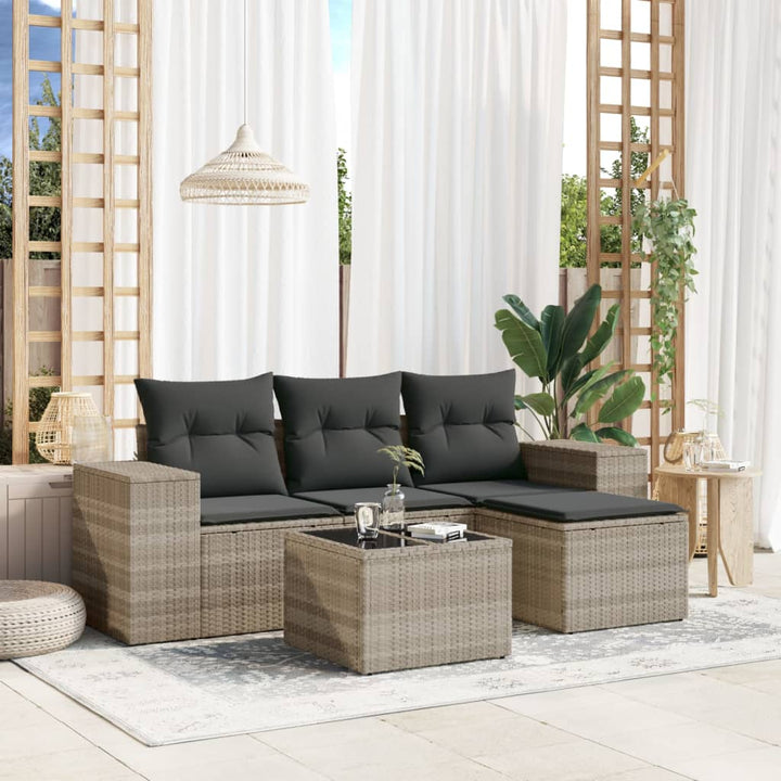 Soffgrupp För Trädgård Med Dynor 4 Delar Beige Konstrotting
