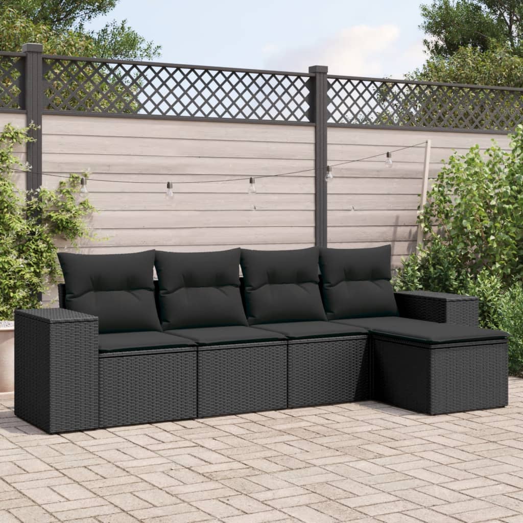 Soffgrupp För Trädgården Med Dynor 5 Delar Beige Konstrotting