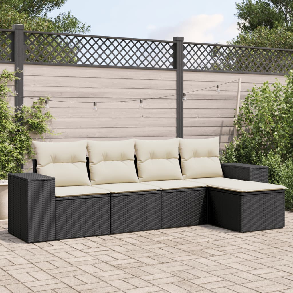 Soffgrupp För Trädgården Med Dynor 5 Delar Beige Konstrotting