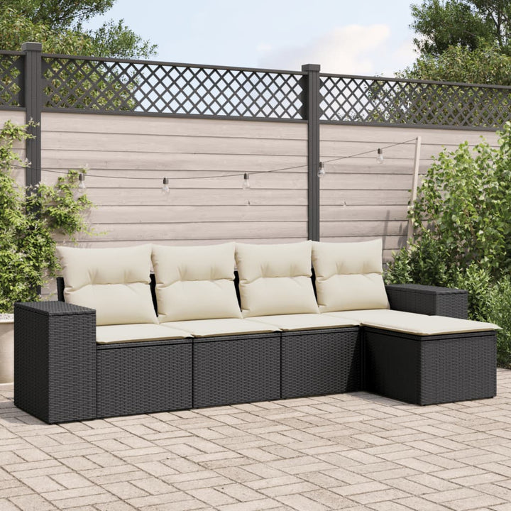 Soffgrupp För Trädgården Med Dynor 5 Delar Beige Konstrotting