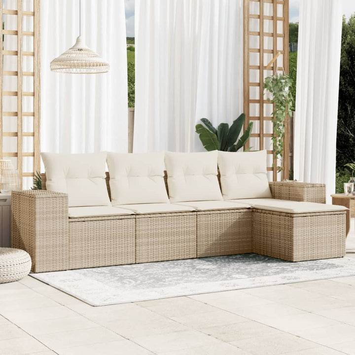 Soffgrupp För Trädgården Med Dynor 5 Delar Beige Konstrotting