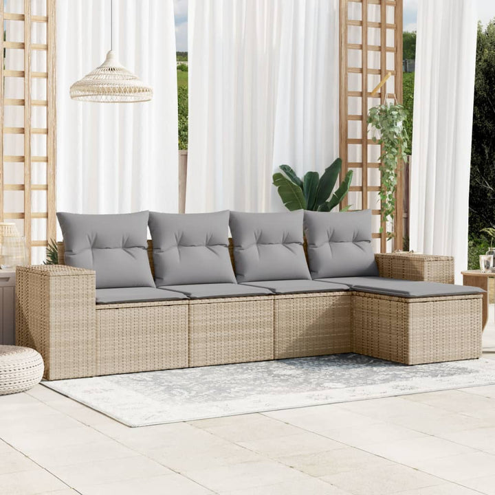 Soffgrupp För Trädgården Med Dynor 5 Delar Beige Konstrotting