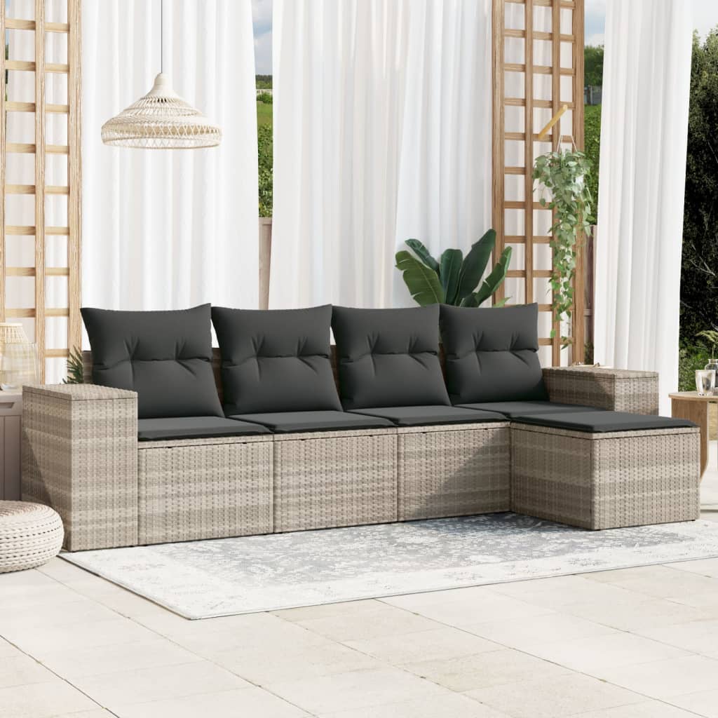 Soffgrupp För Trädgården Med Dynor 5 Delar Beige Konstrotting