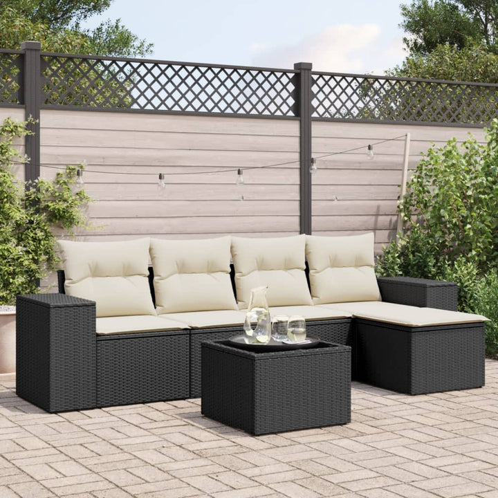 Soffgrupp För Trädgården Med Dynor 5 Delar Beige Konstrotting