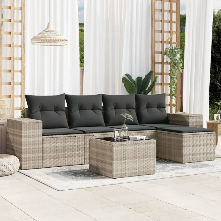 Soffgrupp För Trädgården Med Dynor 5 Delar Beige Konstrotting