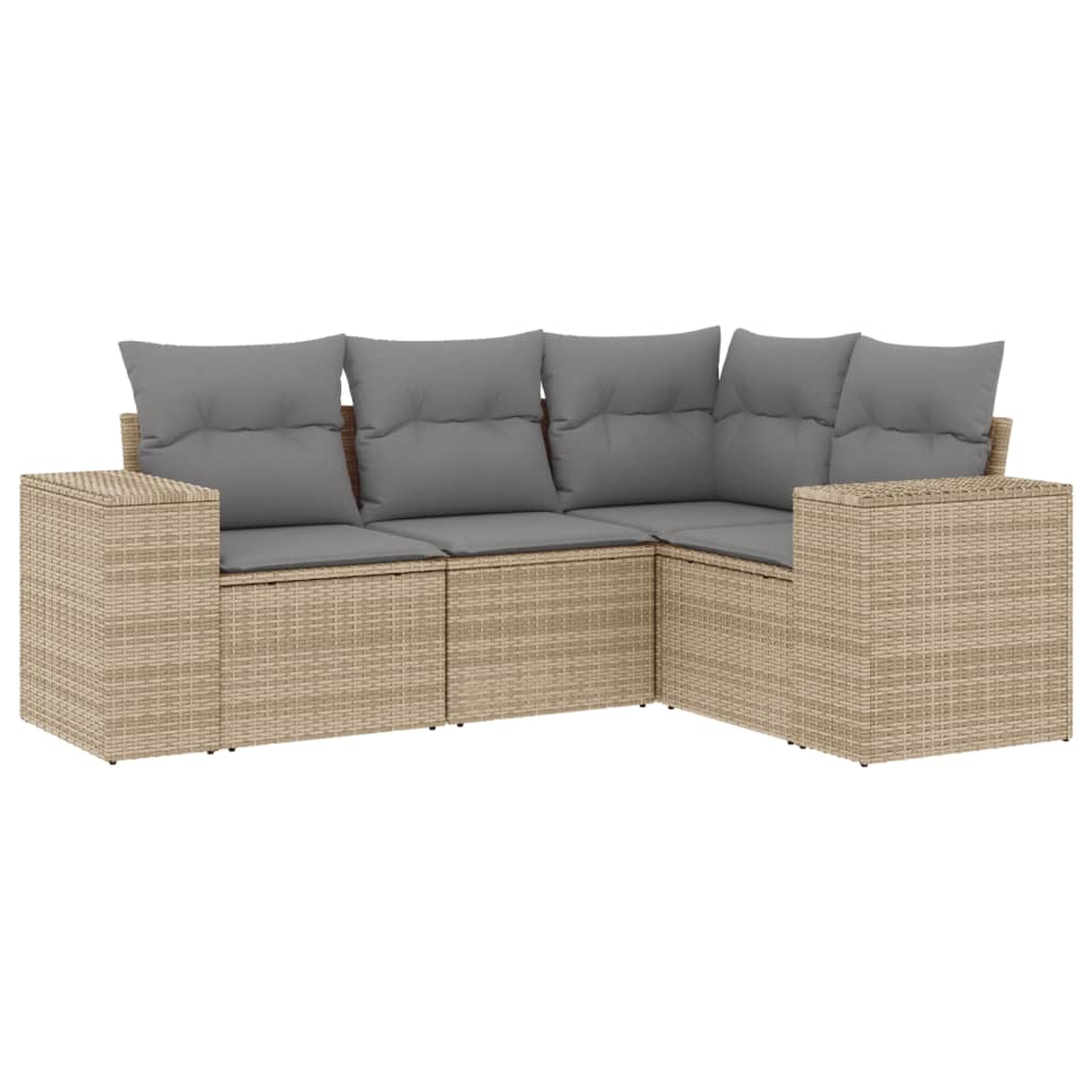 Soffgrupp För Trädgård Med Dynor 4 Delar Beige Konstrotting