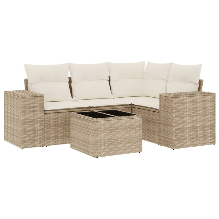 Soffgrupp För Trädgården Med Dynor 5 Delar Beige Konstrotting