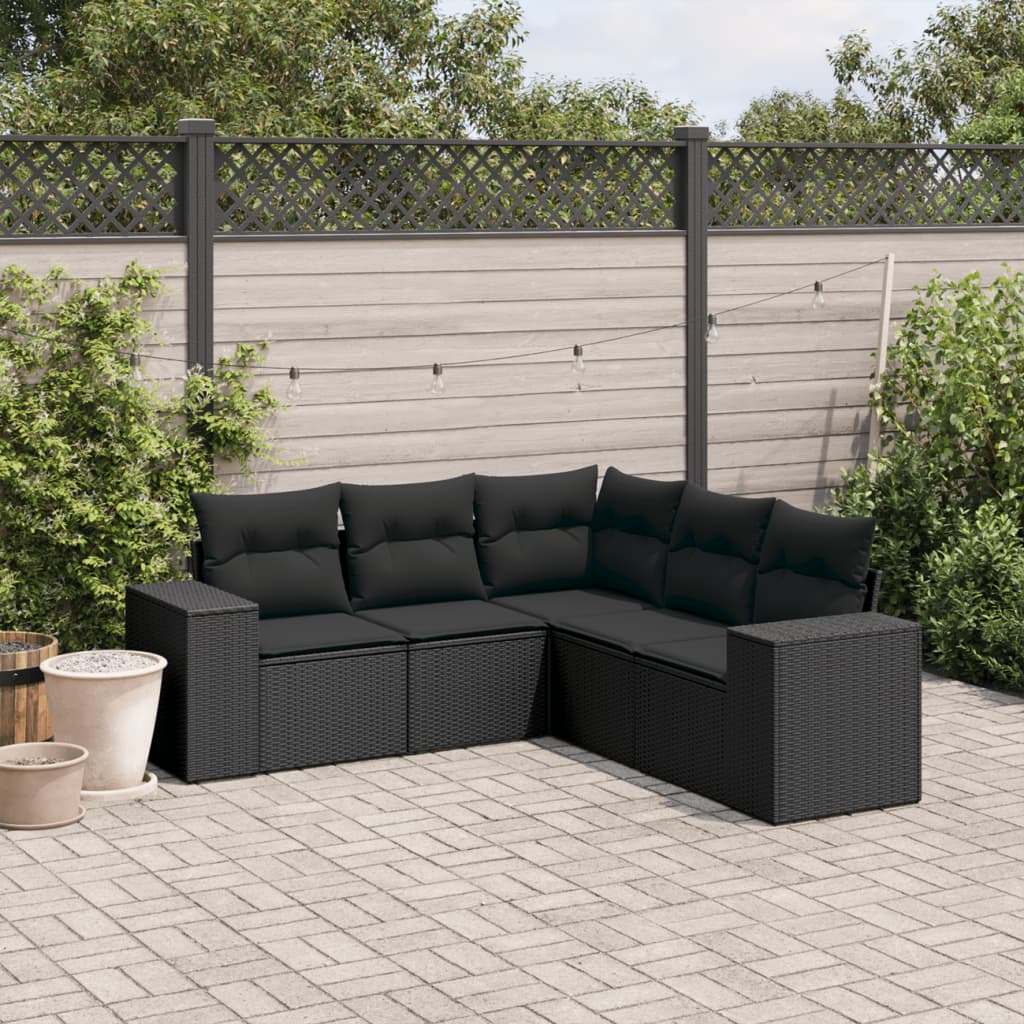 Soffgrupp För Trädgården Med Dynor 5 Delar Beige Konstrotting