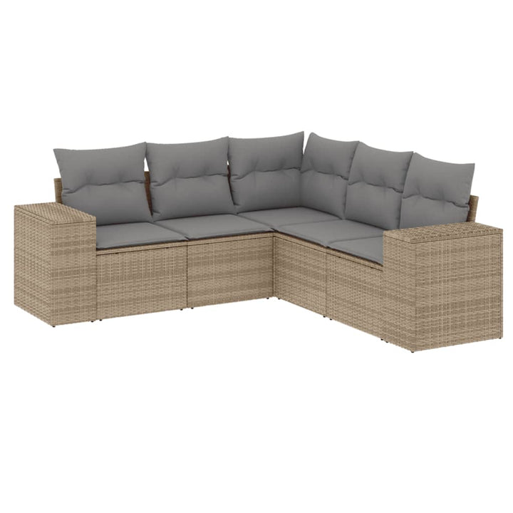 Soffgrupp För Trädgården Med Dynor 5 Delar Beige Konstrotting