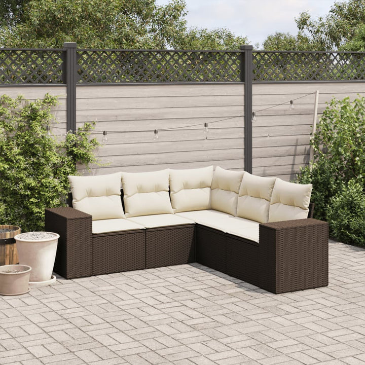 Soffgrupp För Trädgården Med Dynor 5 Delar Beige Konstrotting