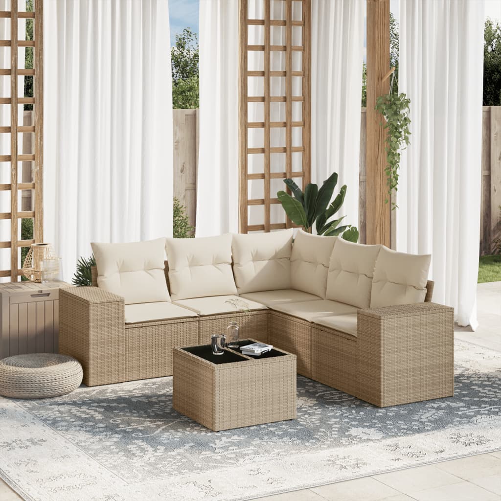Soffgrupp För Trädgården Med Dynor 5 Delar Beige Konstrotting