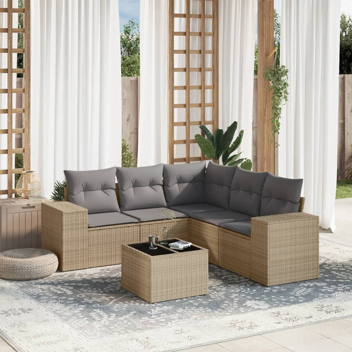 Soffgrupp För Trädgården Med Dynor 5 Delar Beige Konstrotting
