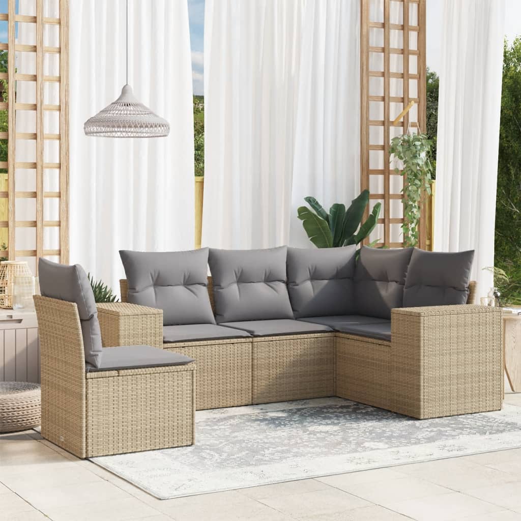 Loungegrupp För Trädgården Med Dynor 5 Delar Svart Konstrotting