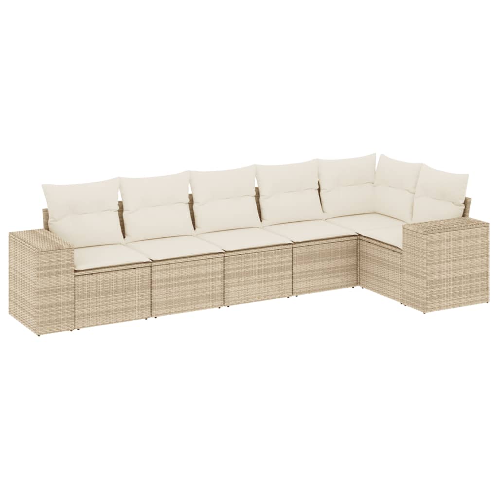Soffgrupp För Trädgården Med Dynor 6 Delar Beige Konstrotting