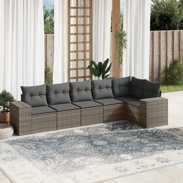 Matgrupp För Trädgården Med Dynor 7 Delar Beige Konstrotting